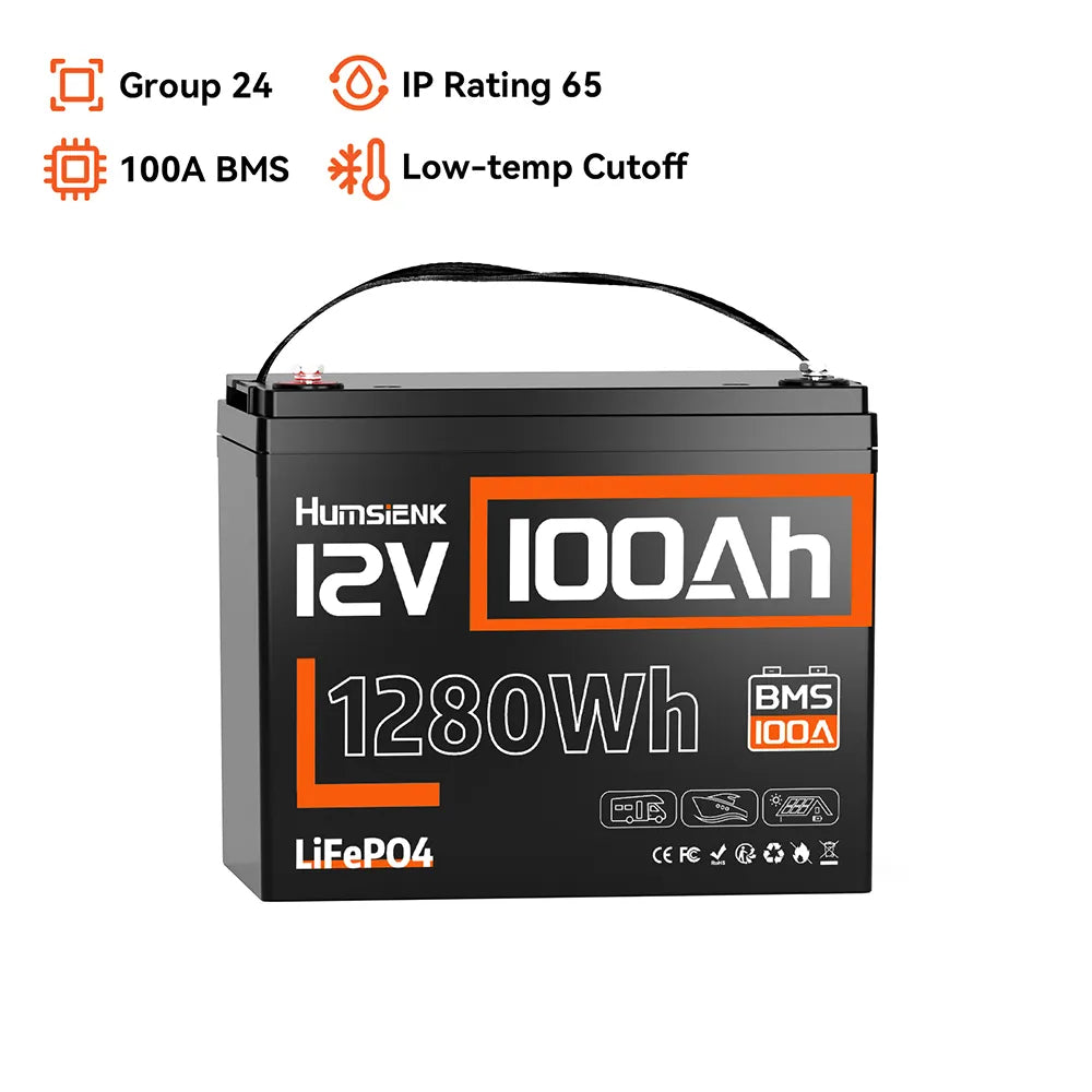 HUMSIENK 12V 100Ah LiFePO4 バッテリー Humsienk Group 24 12V 100Ah LiFePO4 Battery – Drop-in Replacement