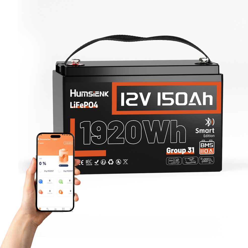 [🍃New Year Deal] 12V 150Ah Bluetooth LiFePO4 Battery with 110A BMS