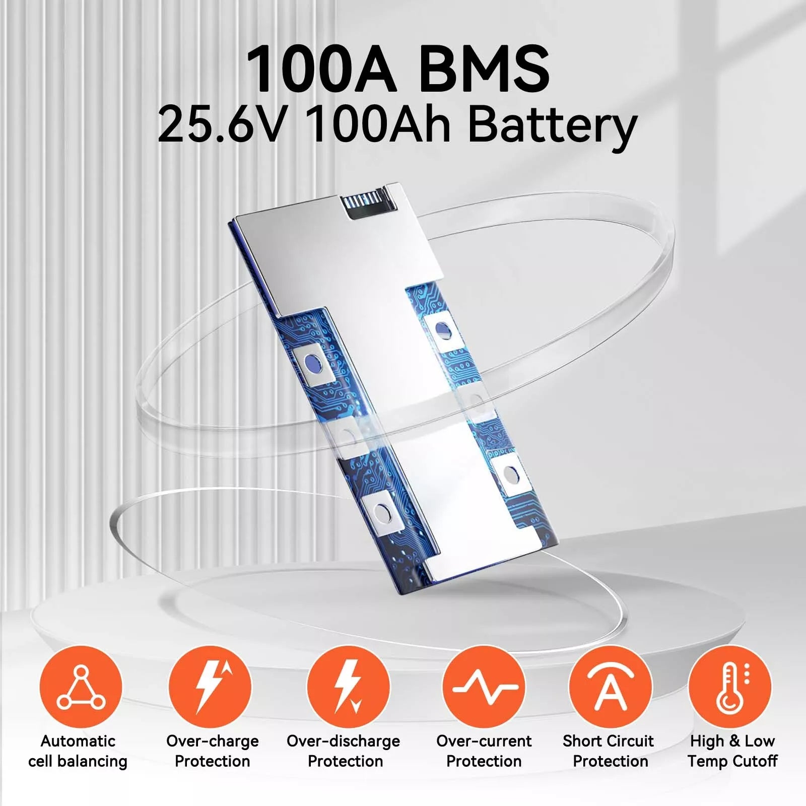 Humsienk 24V 100Ah LiFePO4 Battery 2.56kWh for RVs/Boats