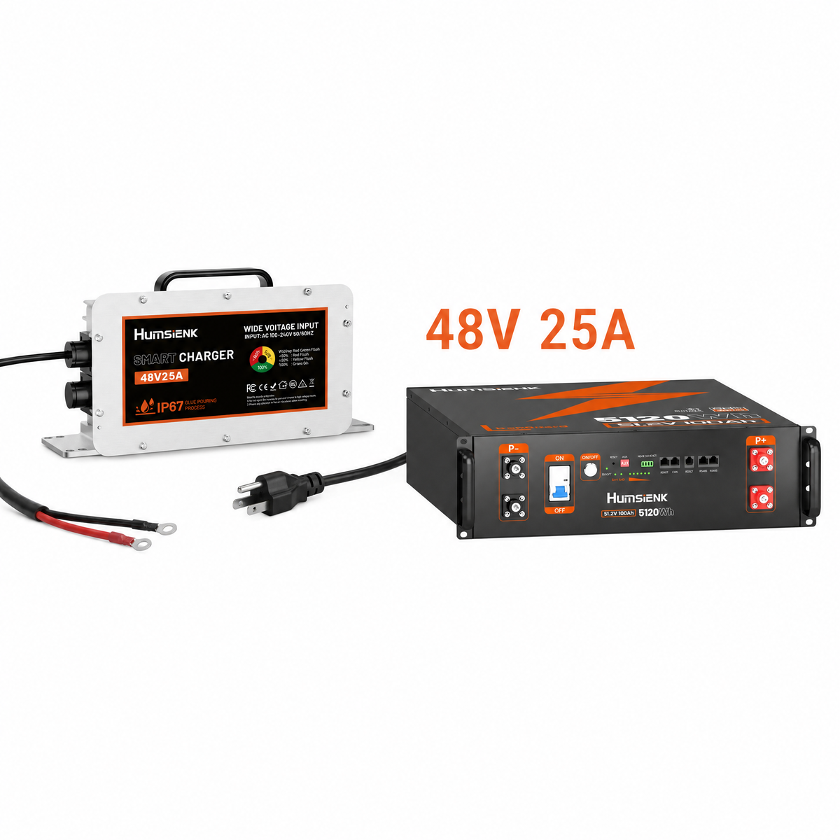 Humsienk 48V 100Ah 3U Server Rack LiFePO4 Battery | 3A Active Balancing & CAN/RS485/RS232 Protocols