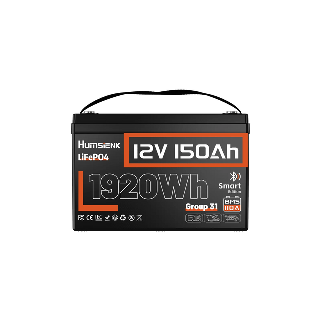 Humsienk 12V 150Ah Group 31 Bluetooth LiFePO4 Battery