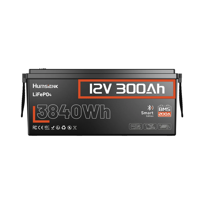 Humsienk 12V 300Ah LiFePO4 Battery with Bluetooth