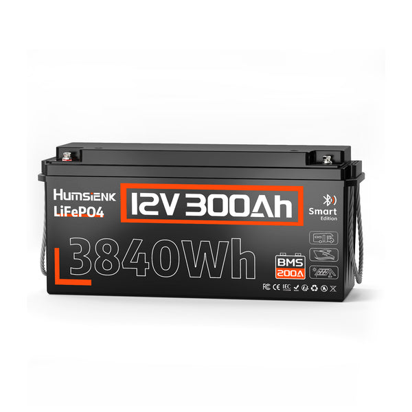 【Pre-Order】Humsienk 12V 300Ah 200A BMS LiFePO4 Battery with Bluetooth