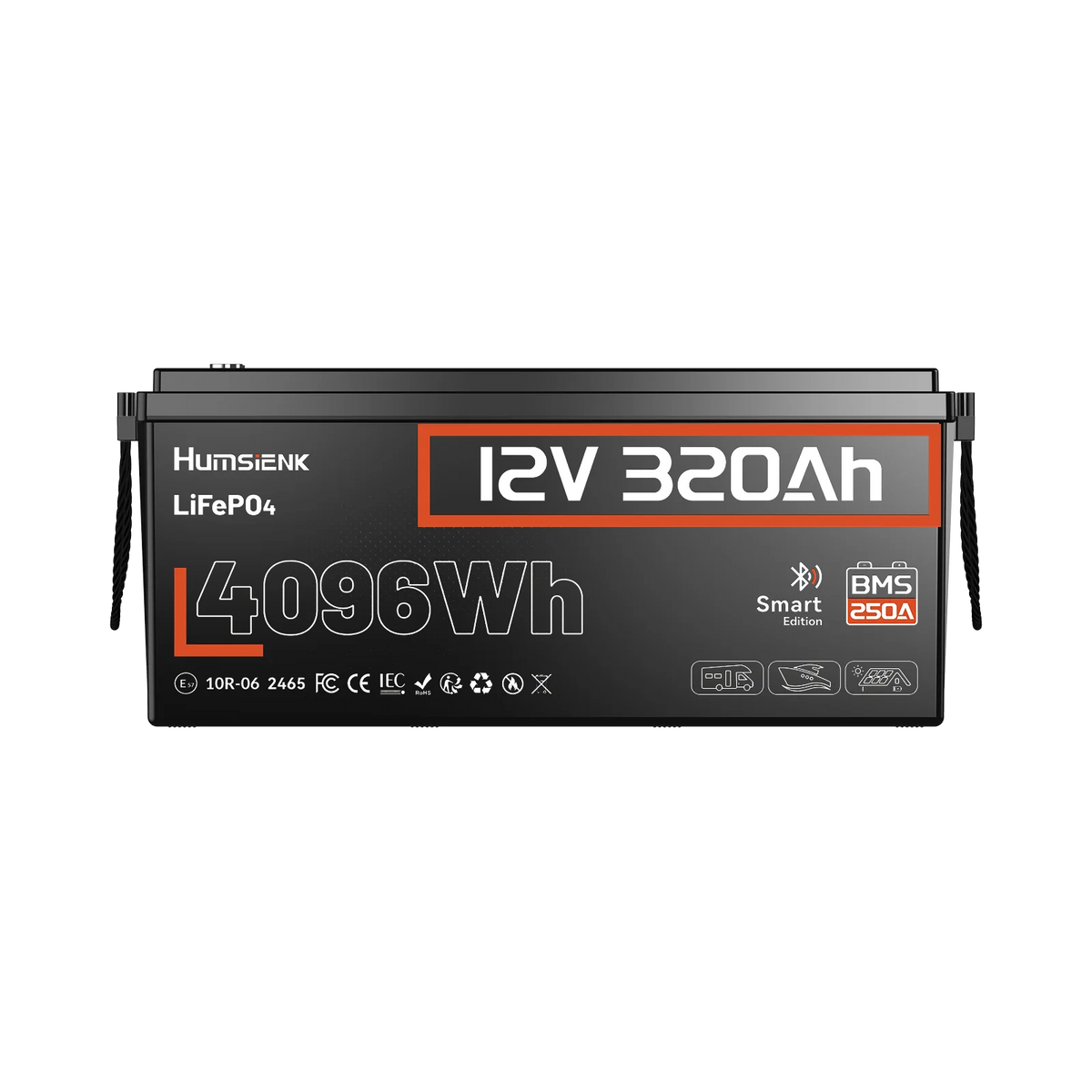 Humsienk 12V 320Ah Bluetooth LiFePO4 Battery with 250A BMS