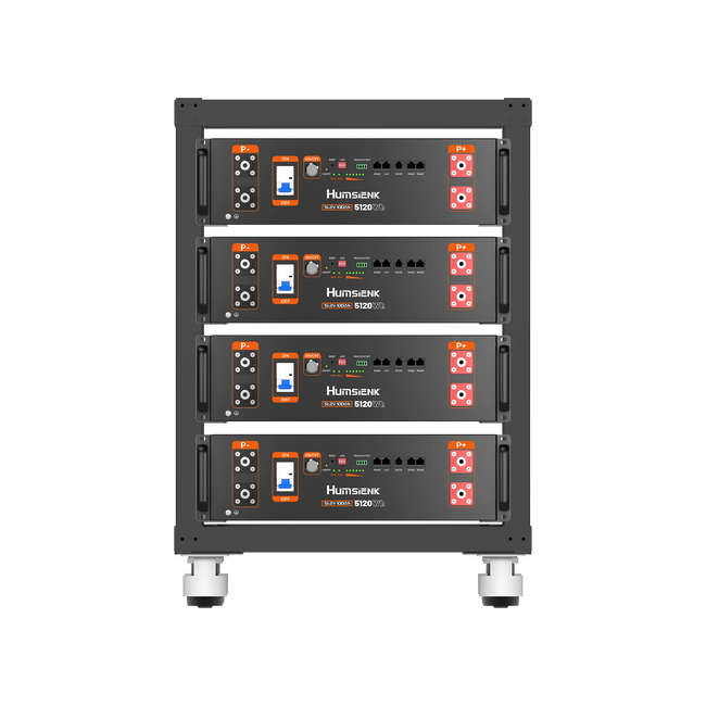 Humsienk 48V 100Ah Rack Battery 4 Pack 20.48kWh with 4-Layer Cabinet