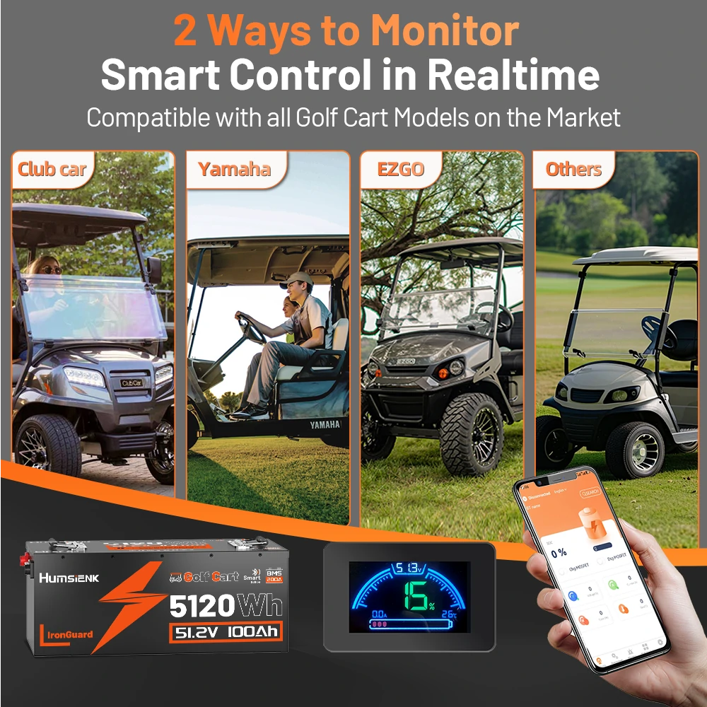 HumsienK_48V_100Ah_Golf_Cart_Bluetooth_LiFePO4_Battery_Metal_Case