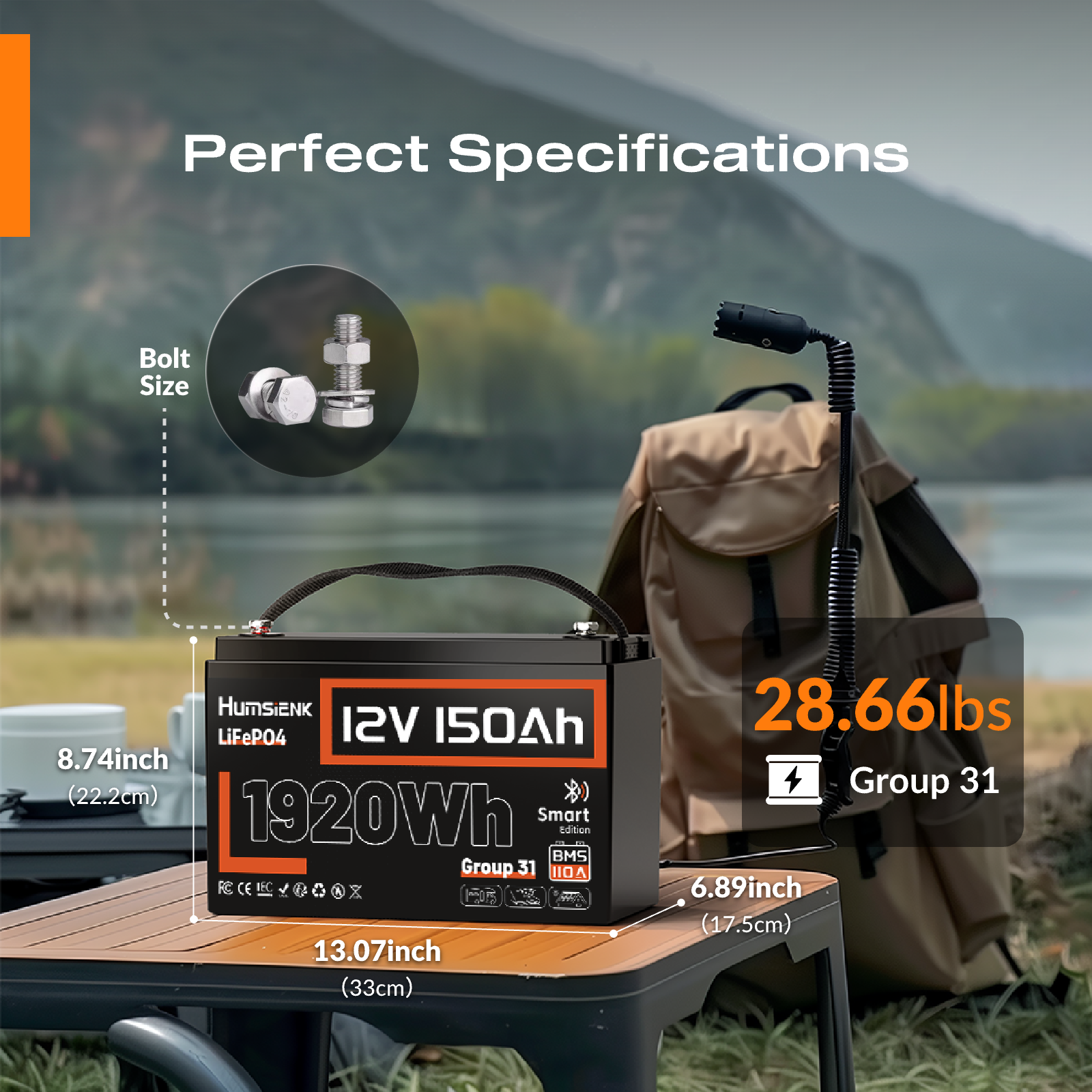 [🍃New Year Deal] 12V 150Ah Bluetooth LiFePO4 Battery with 110A BMS