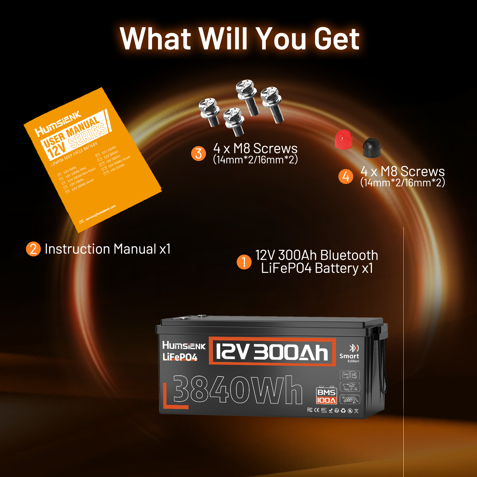 [⚡Black Friday Offer] 12V 300Ah LiFePO4 Bluetooth Battery with 100A BMS