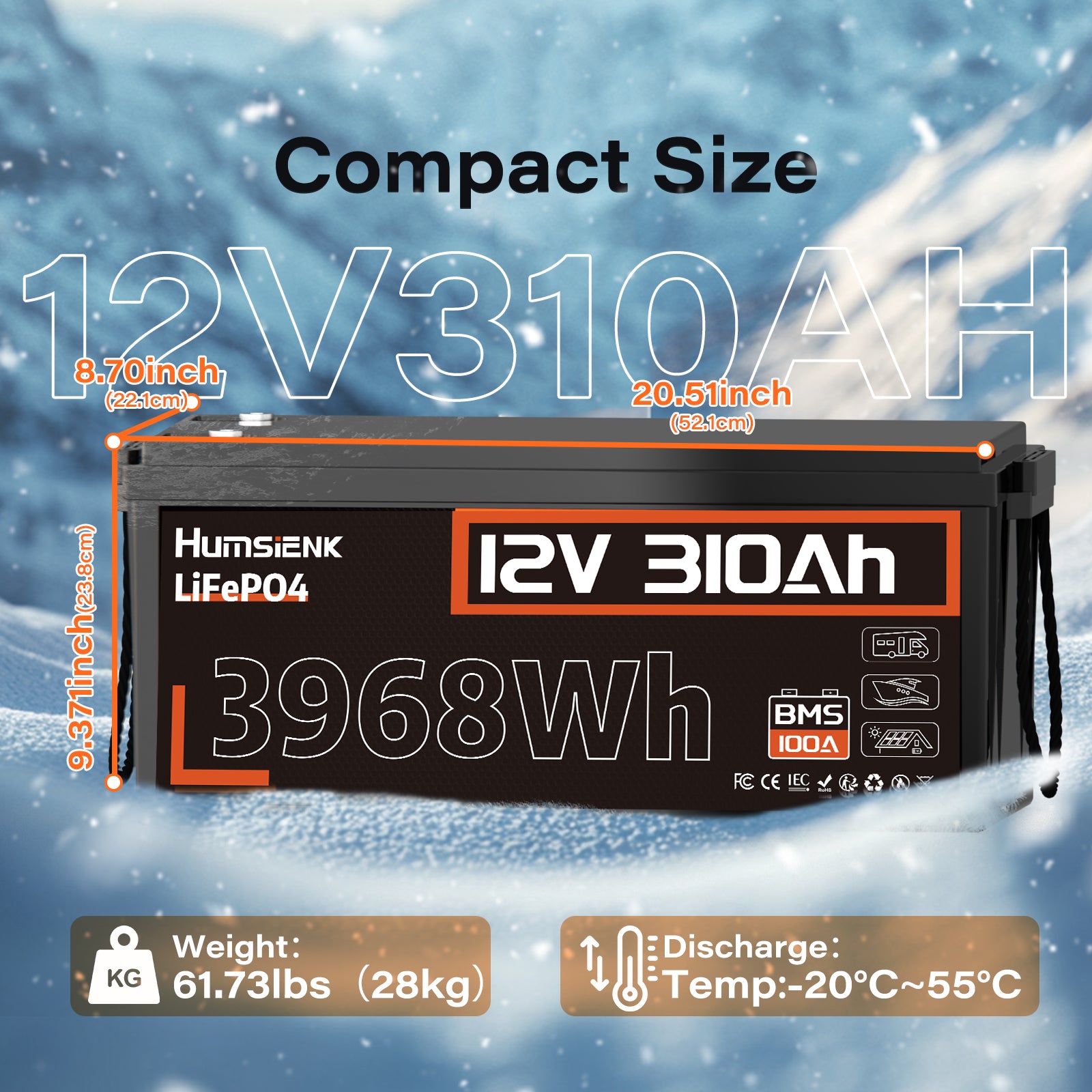[⚡Black Friday Offer] 12V 310Ah LiFePO4 Battery with 100A BMS