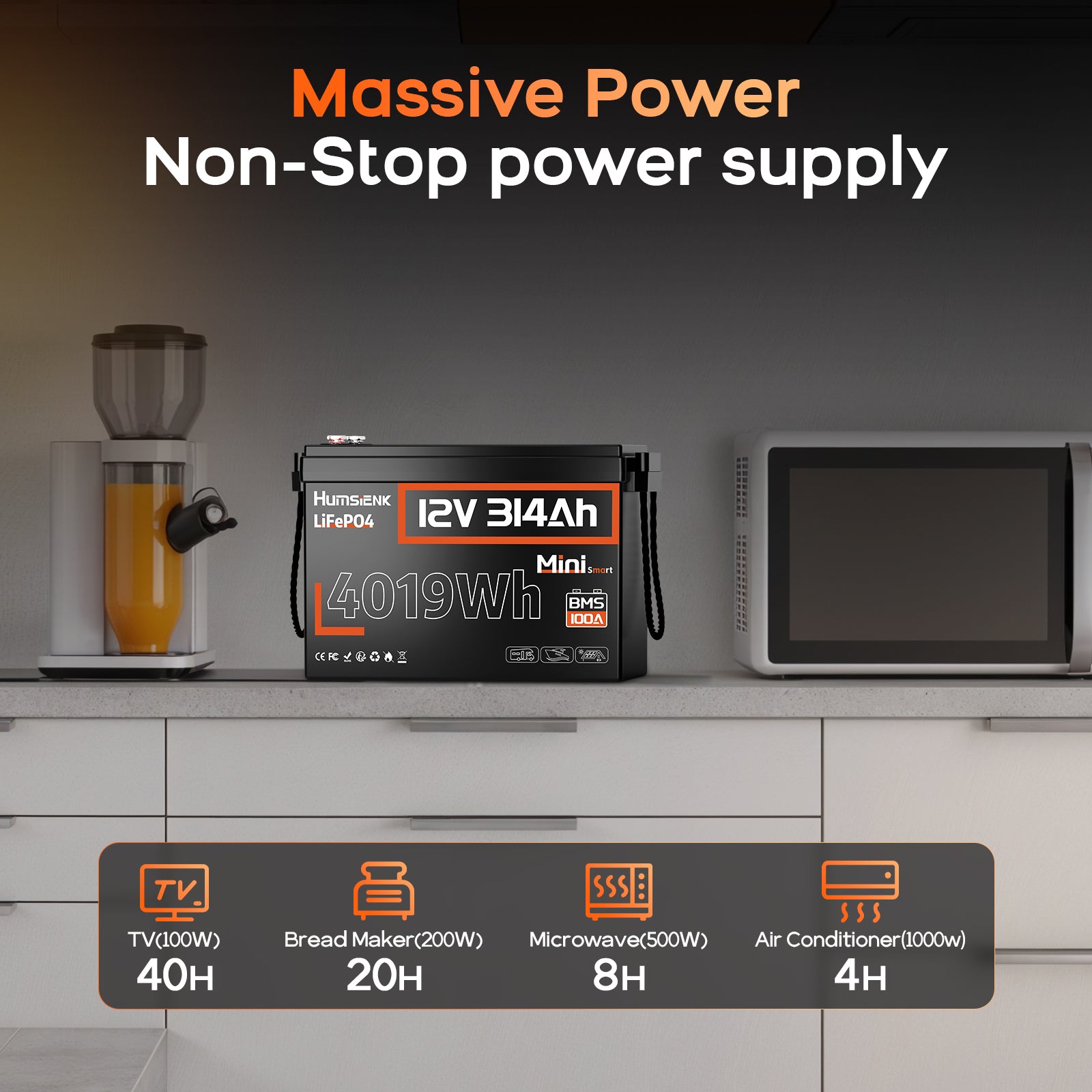 [⚡Black Friday Offer] 12V 314Ah Mini Bluetooth LiFePO4 Battery with 100A BMS