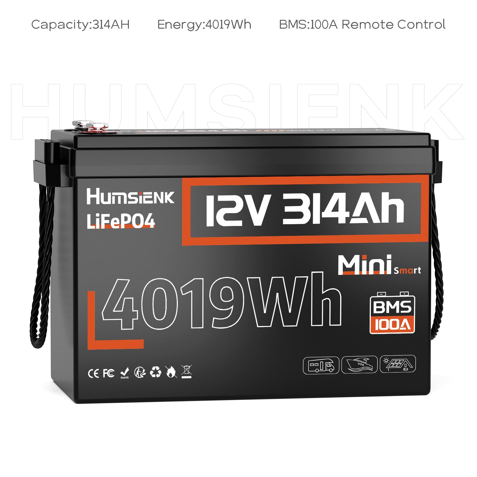 [⚡Black Friday Offer] 12V 314Ah Mini Bluetooth LiFePO4 Battery with 100A BMS