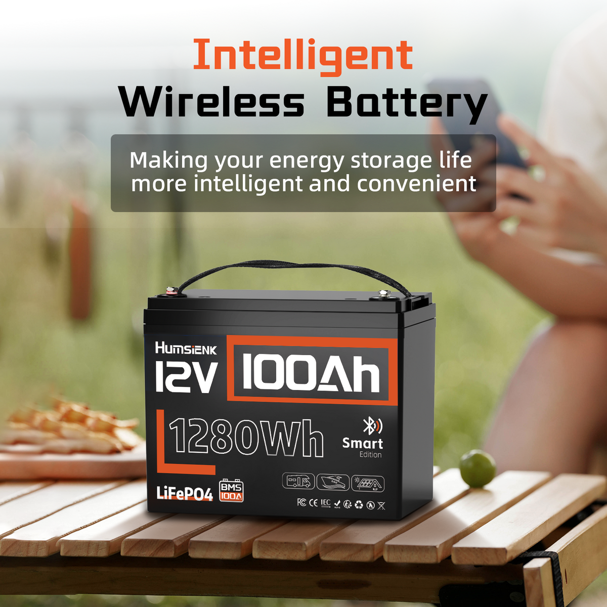 Humsienk_12V_100Ah_Group_24_LIFePO4_Battery_Wireless_Battery