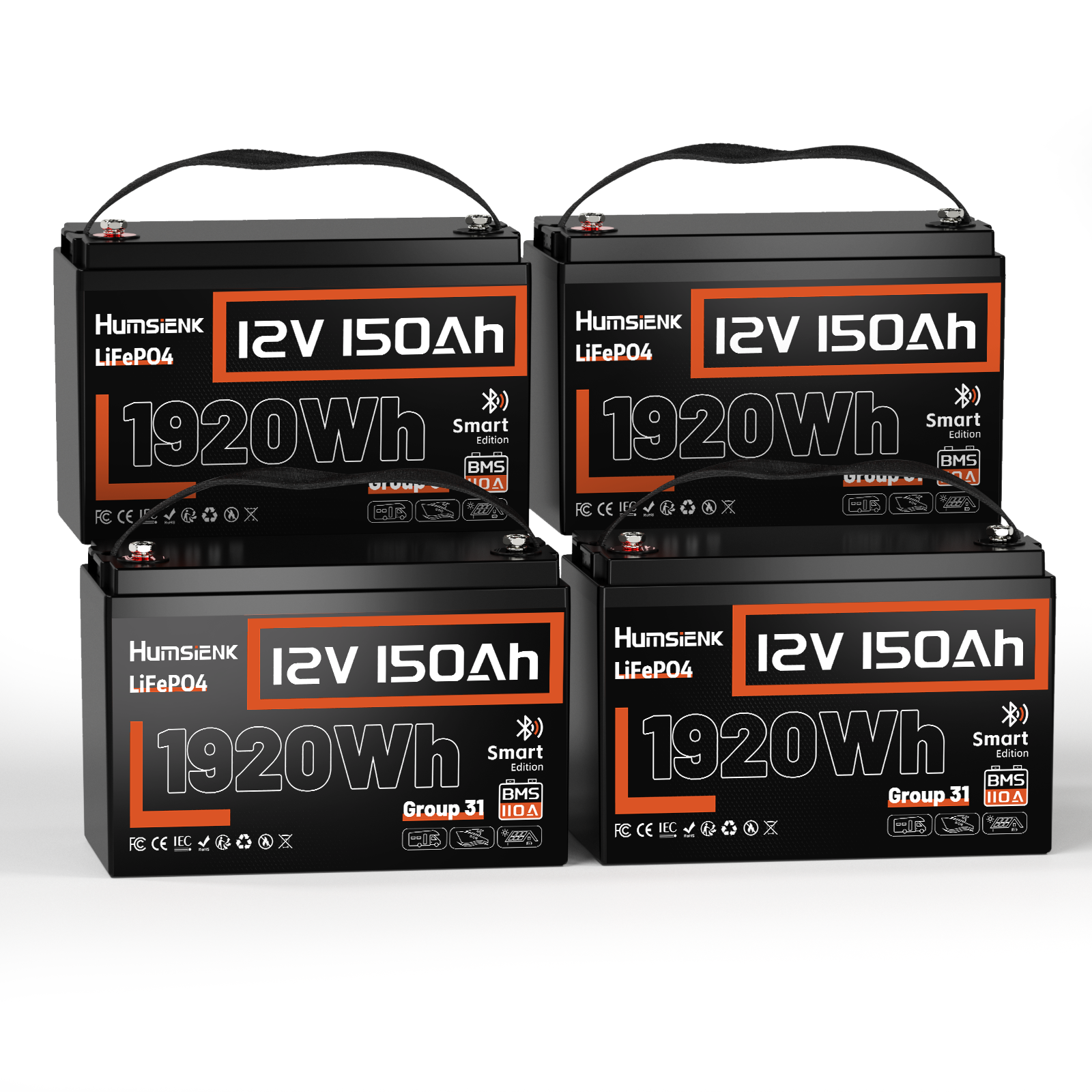 [🍃New Year Deal] 12V 150Ah Bluetooth LiFePO4 Battery with 110A BMS