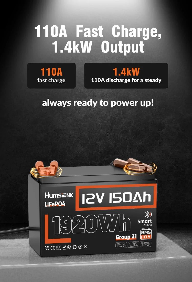 Humsienk_12V_150Ah_Group31_Bluetooth_LiFePO4_Battery_1.4kWh
