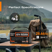 Humsienk_12V_150Ah_Group31_Bluetooth_LiFePO4_Battery_Lightweight