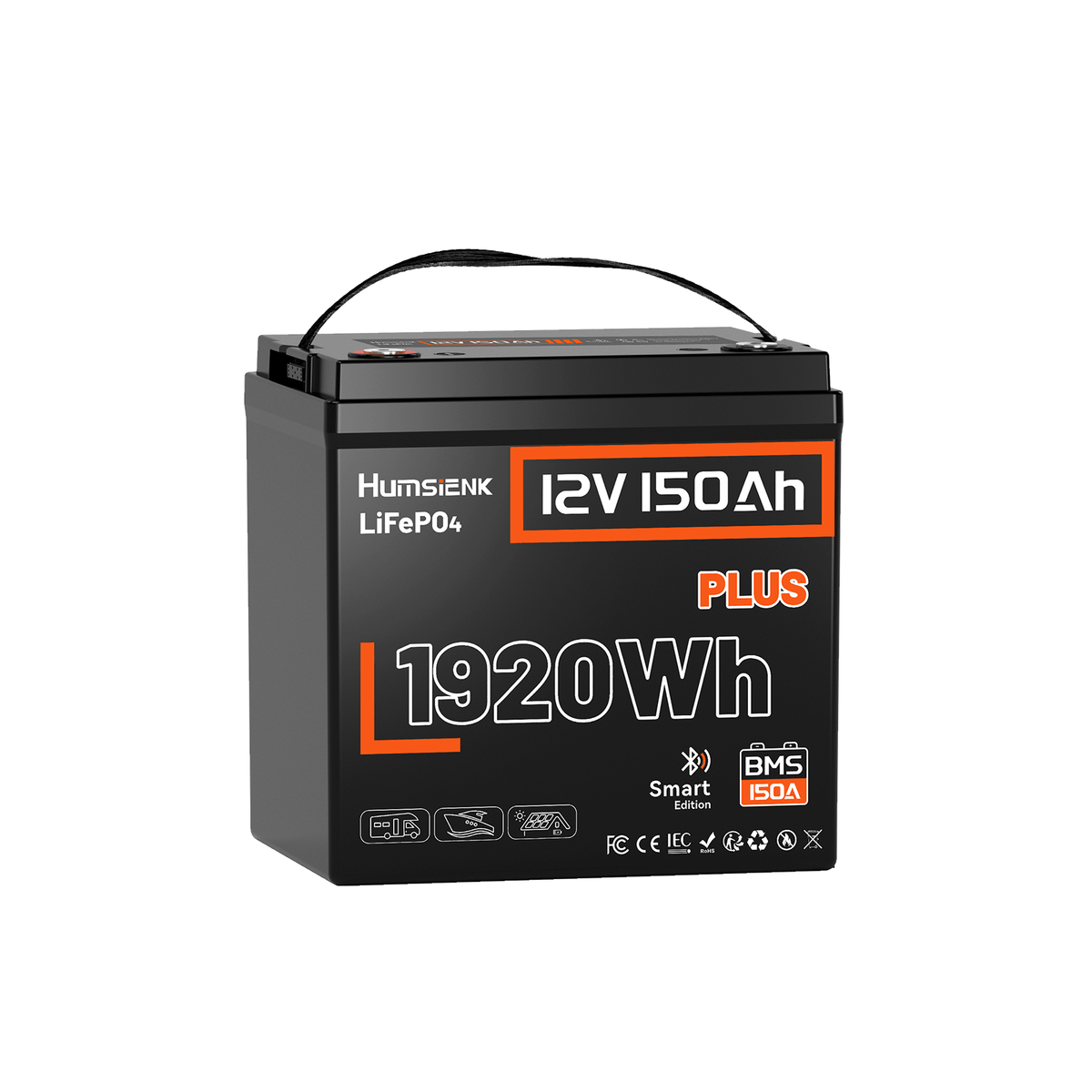 Humsienk 12V 150Ah Plus Bluetooth LiFePO4 Battery