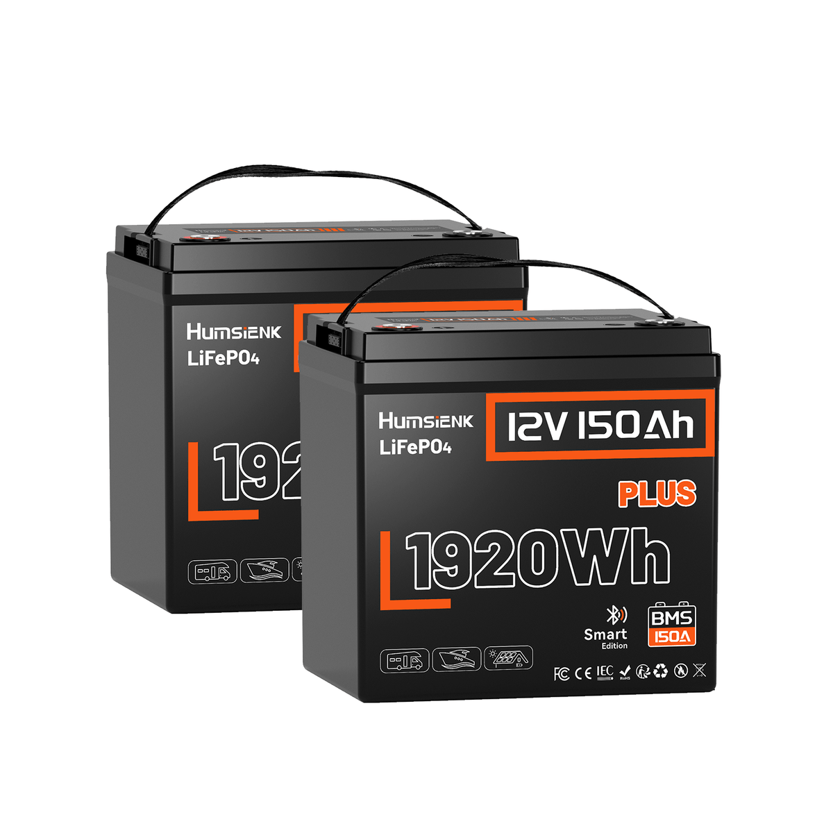 Humsienk 12V 150Ah Plus Bluetooth LiFePO4 Battery