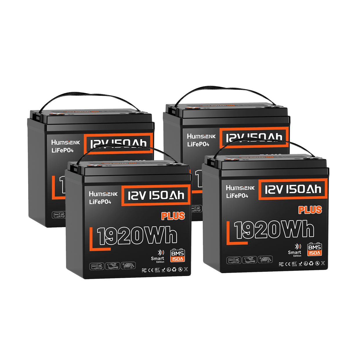 Humsienk 12V 150Ah Plus Bluetooth LiFePO4 Battery
