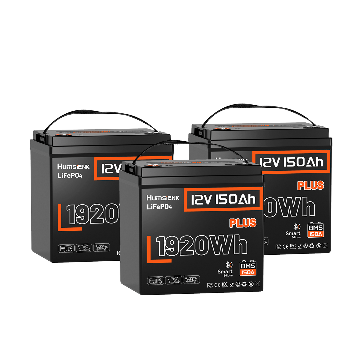 Humsienk 12V 150Ah Plus Bluetooth LiFePO4 Battery