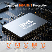 Humsienk 12V 240Ah Bluetooth LiFePO4 Batttery with 200A BMS