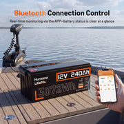 Humsienk 12V 240Ah Bluetooth LiFePO4 Batttery with 200A BMS