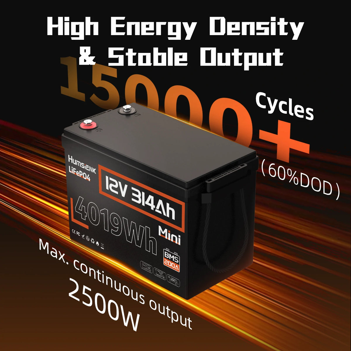 Humsienk 12V 314Ah Mini LiFePO4 Battery