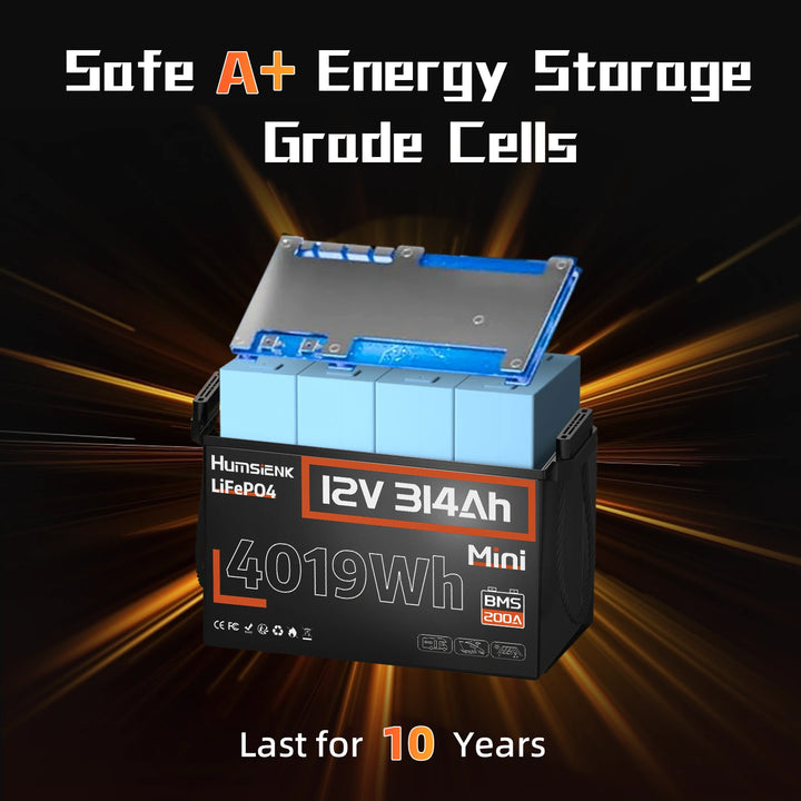 Humsienk 12V 314Ah LiFePO4 Battery Ultra Compact with 4.01kWh Energy