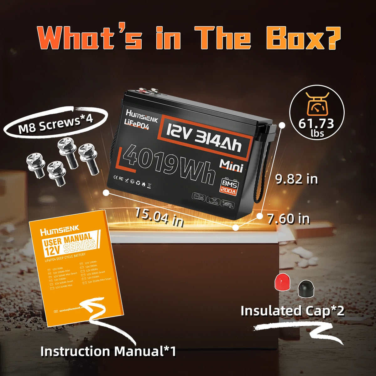 Humsienk 12V 314Ah Mini LiFePO4 Battery