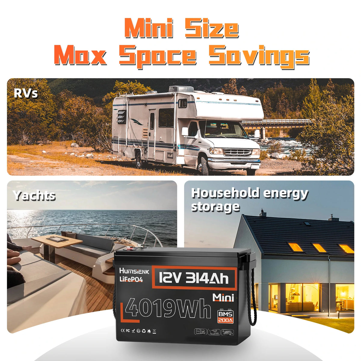 Humsienk 12V 314Ah Mini LiFePO4 Battery