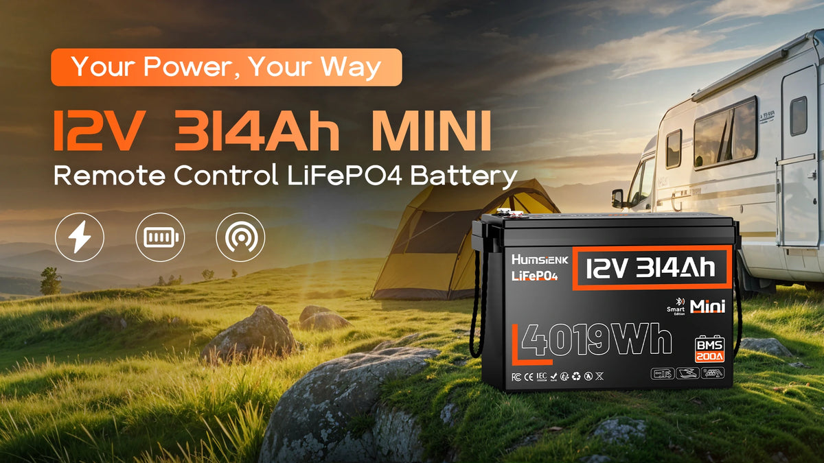 Humsienk 12V 314Ah Mini LiFePO4 battery with Bluetooth 200A BMS for RV marine solar.PC