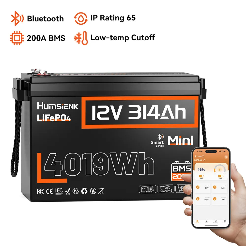 Humsienk_12V_314Ah_MINI_LiFePO4_Bluetooth_Battery_200A_BMS_1