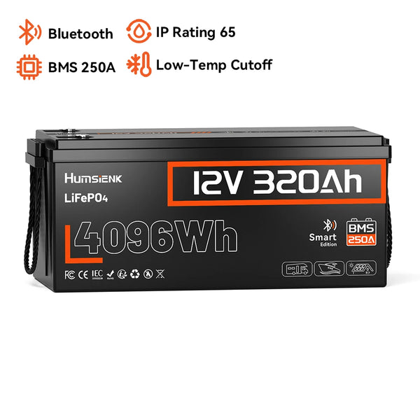[⚡Black Friday Offer] 12V 320Ah Bluetooth LiFePO4 Battery with 250A BMS