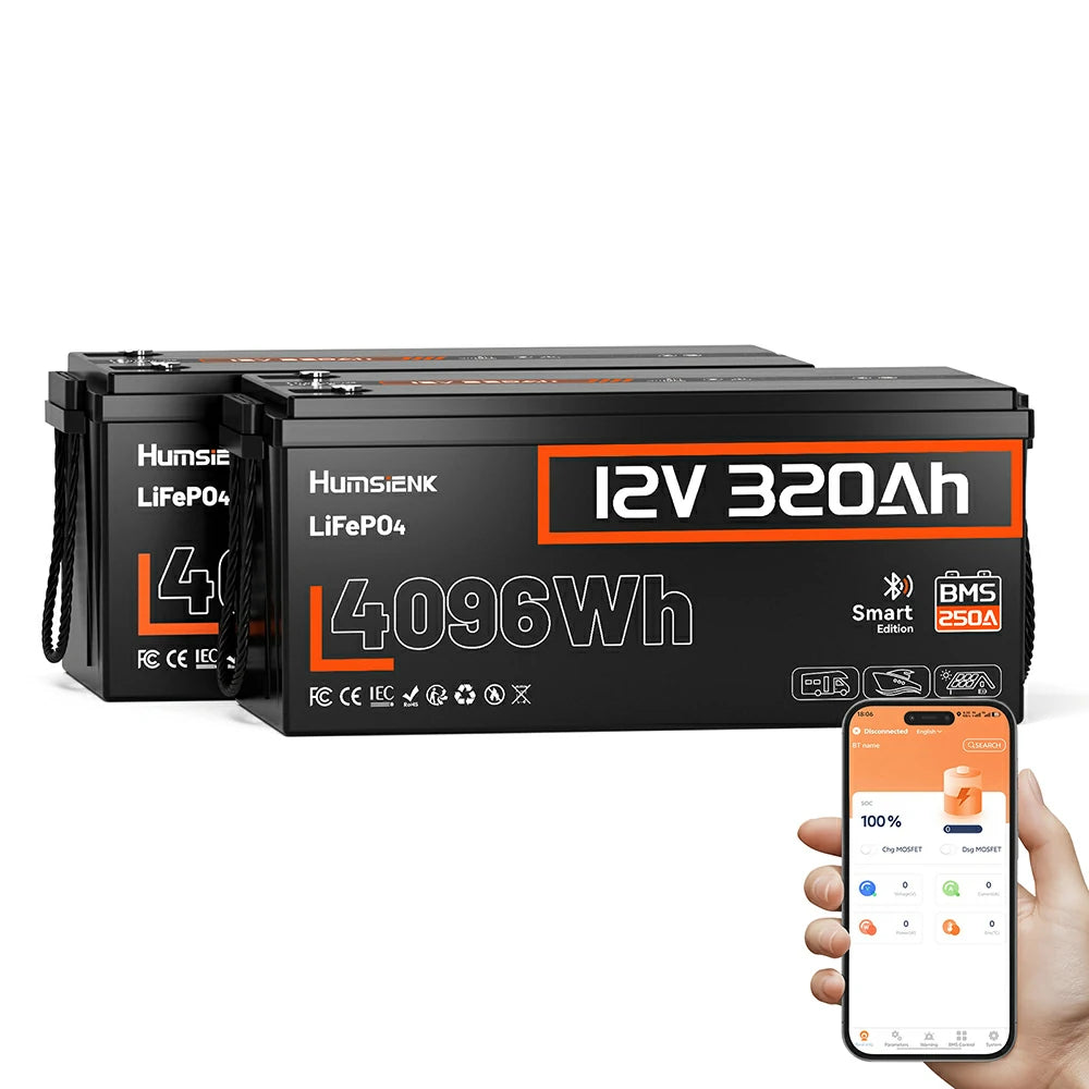 [⚡Black Friday Offer] 12V 320Ah Bluetooth LiFePO4 Battery with 250A BMS