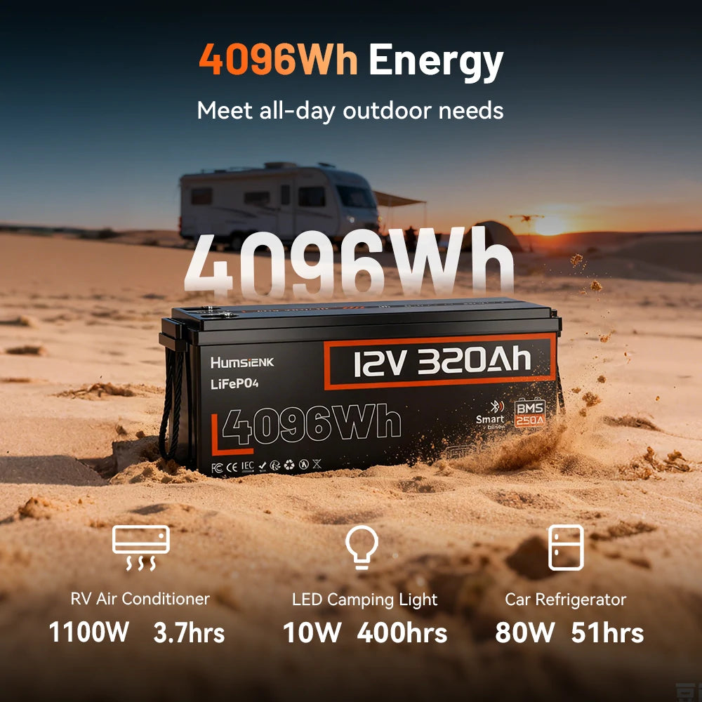 Humsienk_12V_320Ah_Bluetooth_LiFePO4_Battery_4096Wh_Runtime