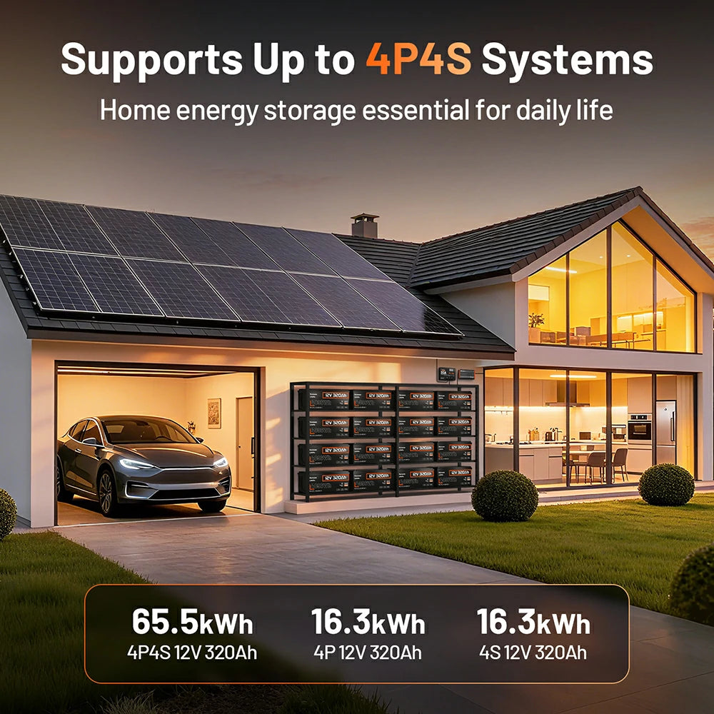 [⚡Black Friday Offer] 12V 320Ah Bluetooth LiFePO4 Battery with 250A BMS