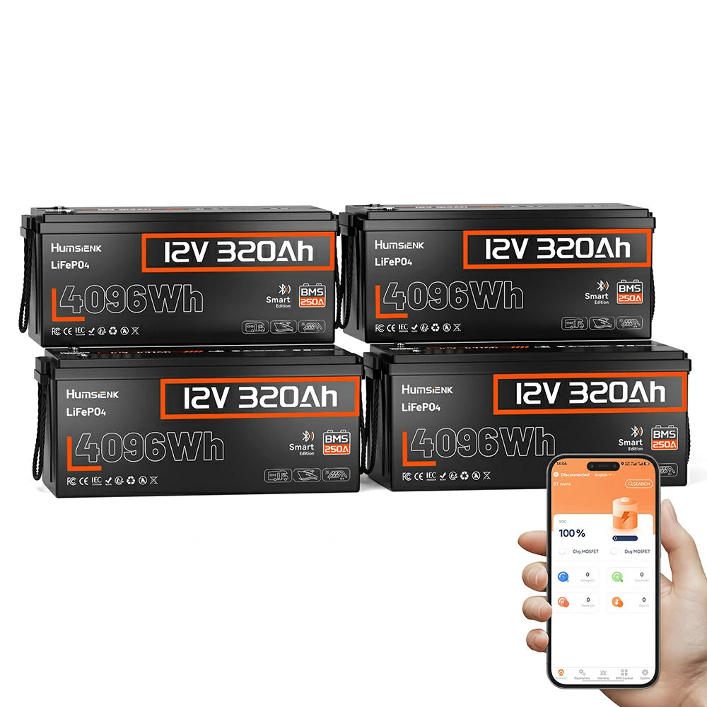 [⚡Black Friday Offer] 12V 320Ah Bluetooth LiFePO4 Battery with 250A BMS