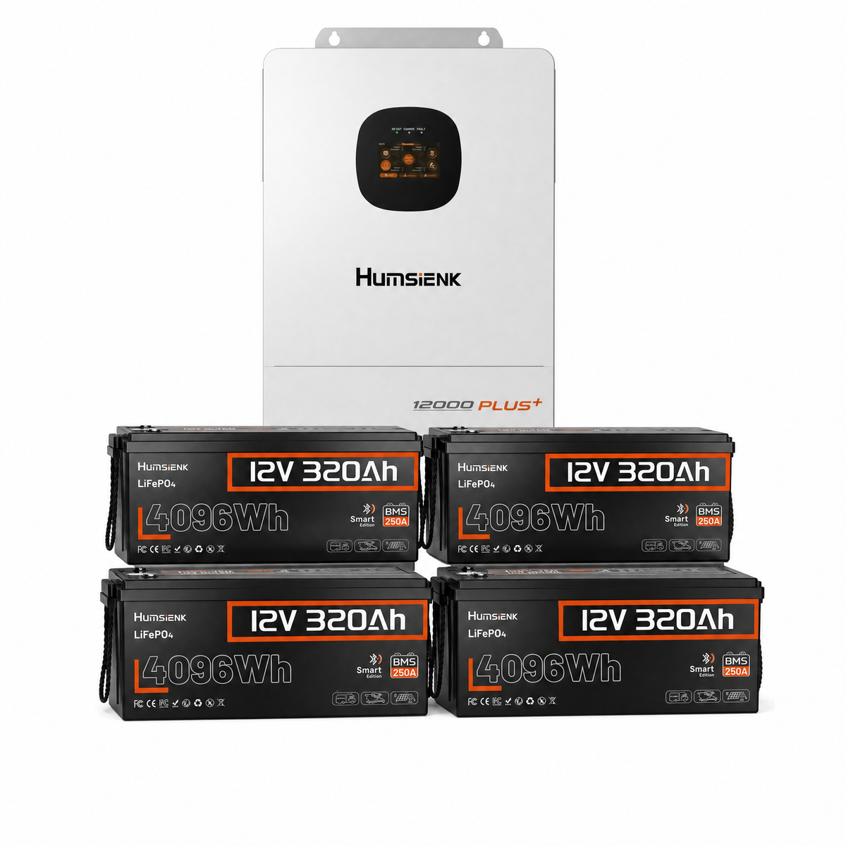 Humsienk 12V 320Ah Bluetooth LiFePO4 Battery with 250A BMS