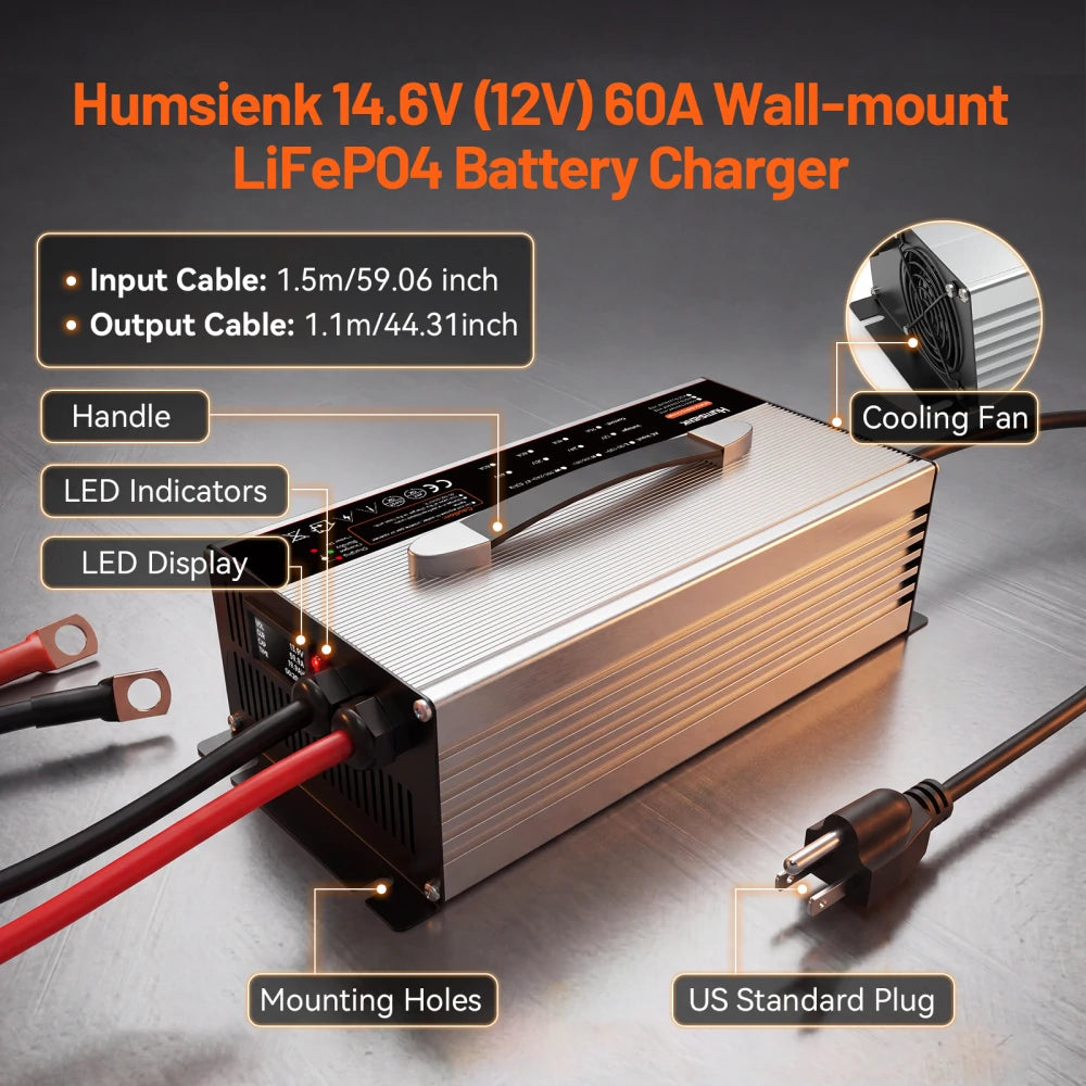 Humsienk 12V 60A AC-DC LiFePO4 Battery Charger