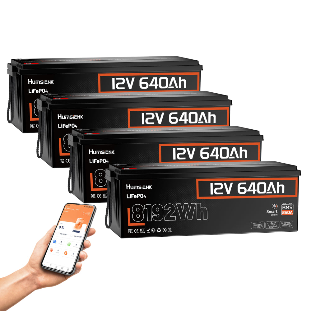 [⚡Automatic $50 OFF] 12V 640Ah Bluetooth LiFePO4 Battery with 250A BMS