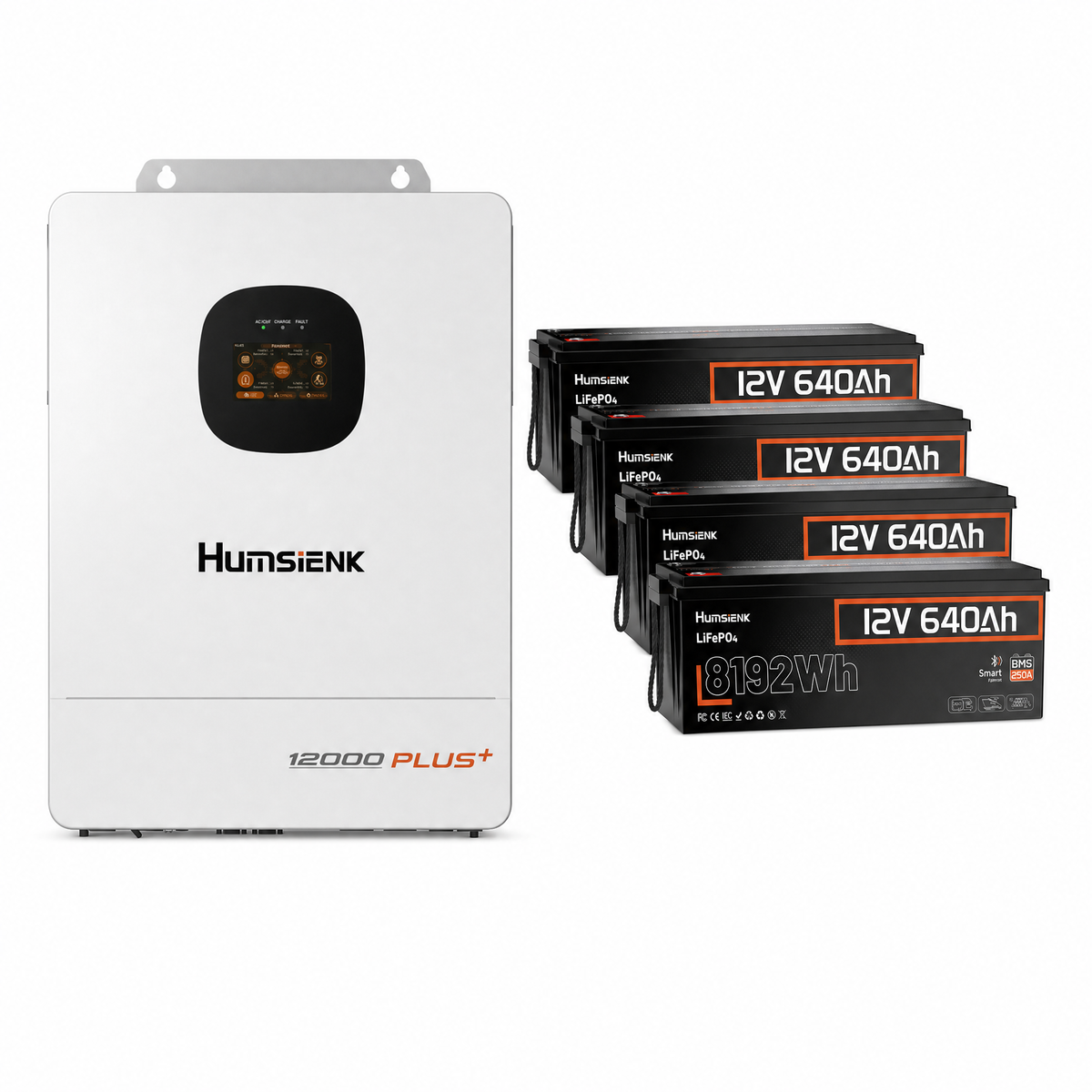 Humsienk 12V 640Ah Bluetooth LiFePO4 Battery with 250A BMS