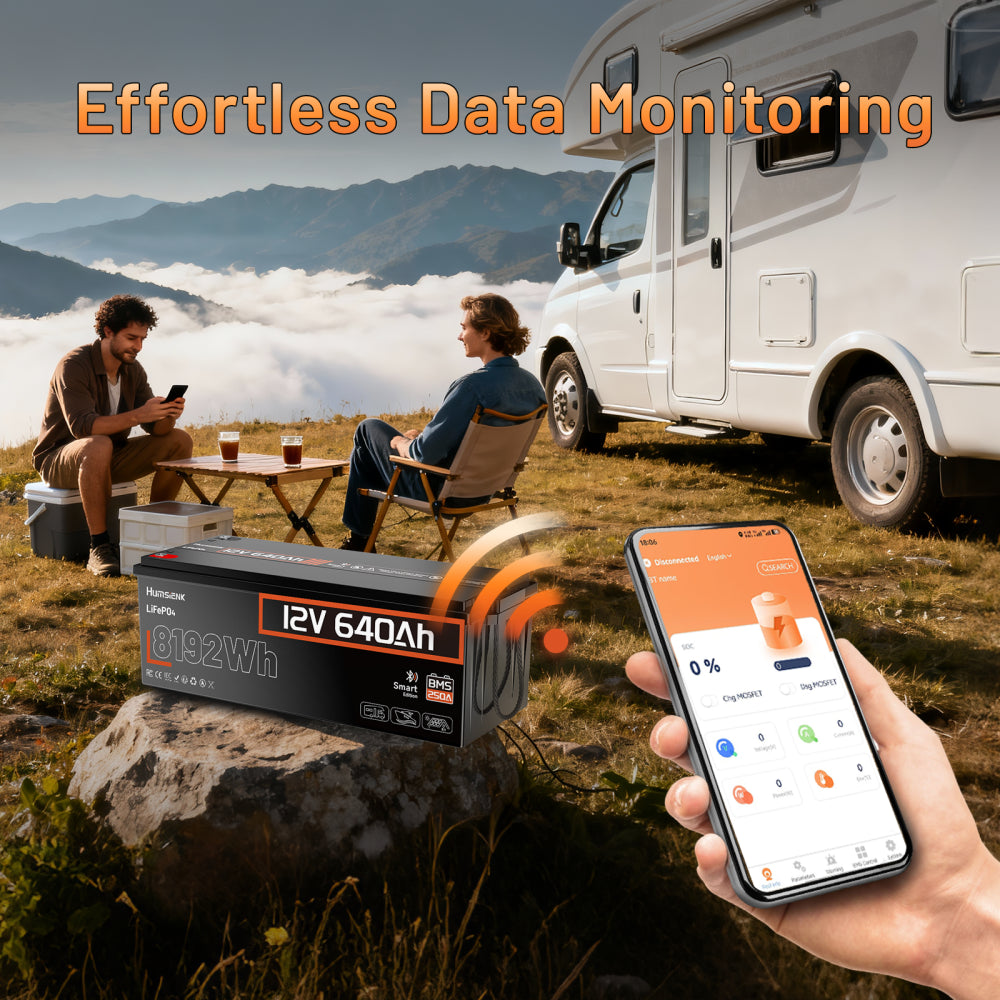 [⚡Automatic $50 OFF] 12V 640Ah Bluetooth LiFePO4 Battery with 250A BMS