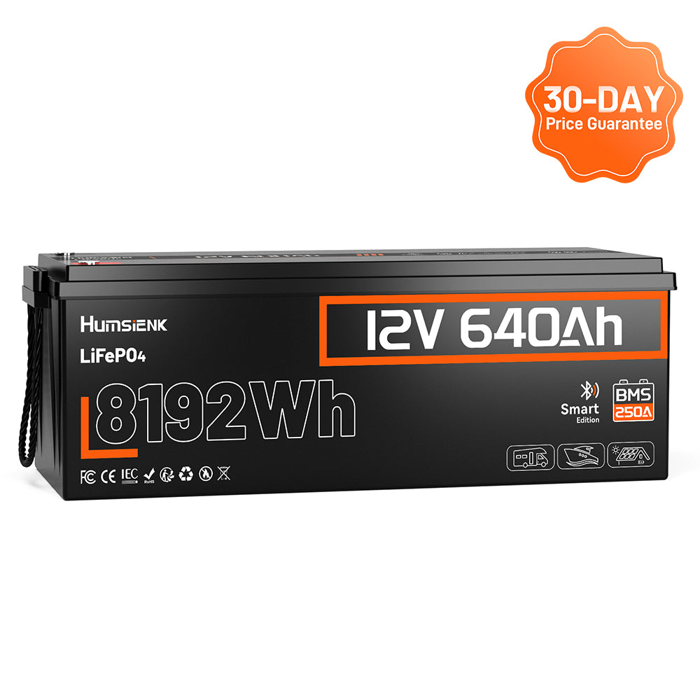 Humsienk 12V 640Ah Bluetooth LiFePO4 Battery with 250A BMS