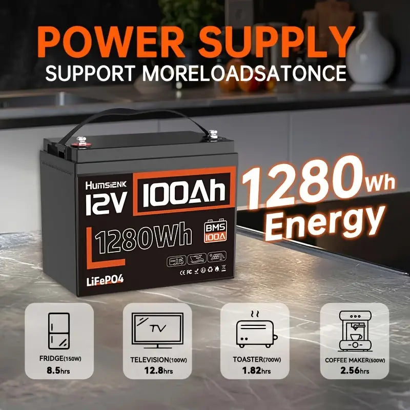 Humsienk Group 24 12V 100Ah LiFePO4 Battery – Drop-in Replacement