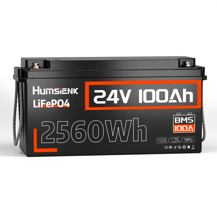 HUMSIENK 12V 100Ah LiFePO4 バッテリー 45-Day Pre Sale] Humsienk 24V 100Ah LiFePO4 Battery – 100A BMS, 6000