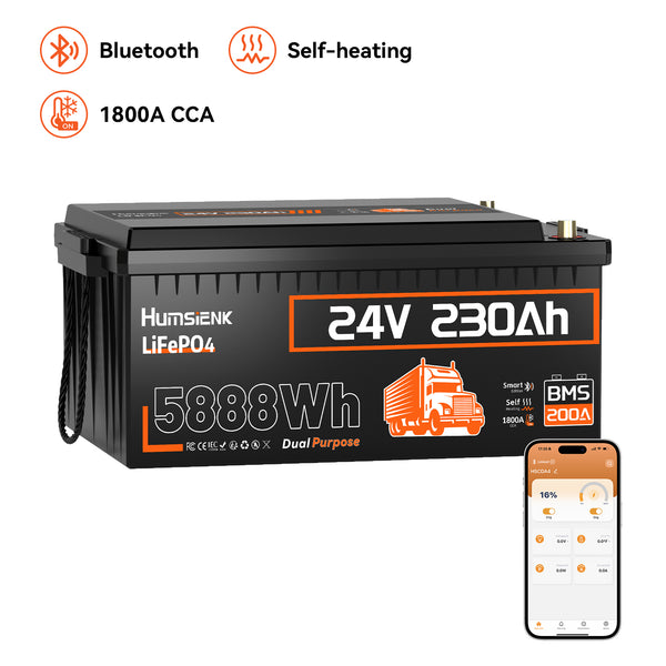 Humsienk 24V 230Ah 1800CCA Dual Purpose Battery