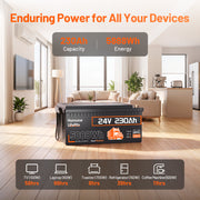 Humsienk 24V 230Ah 1800CCA Self‑Heating Bluetooth LiFePO4 Battery with 200A BMS