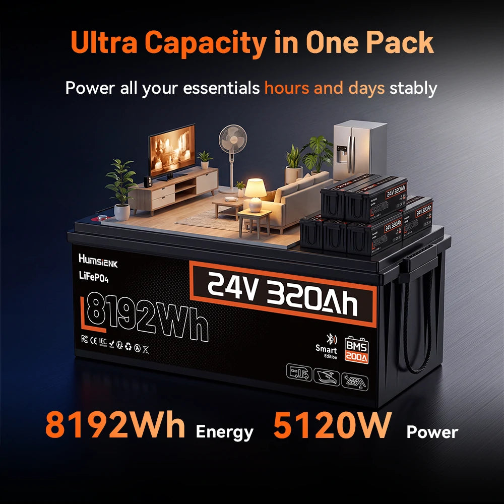 Humsienk_24V_320Ah_LiFePO4_Battery_8192Wh_Energy