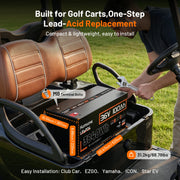 Humsienk 36V 100Ah golf cart LiFePO4 battery dimensions 520x267x220mm weight 31.2kg with M8 terminals fits Club Car EZGO Yamaha