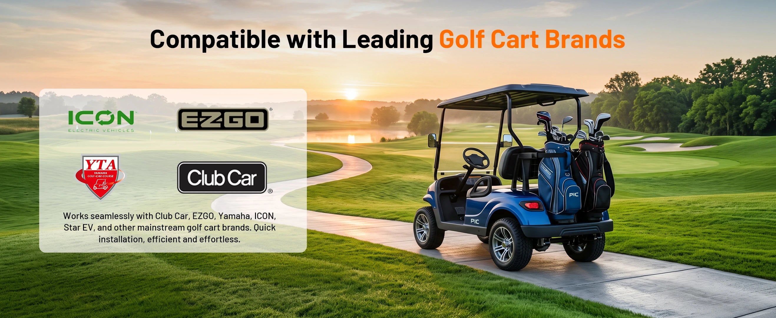 Humsienk golf cart battery compatible with Club Car, EZGO, Yamaha, ICON, Star EV – quick and easy installation