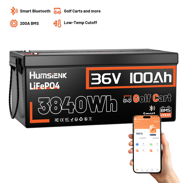 Humsienk 36V 100Ah Golf Cart LiFePO4 Battery